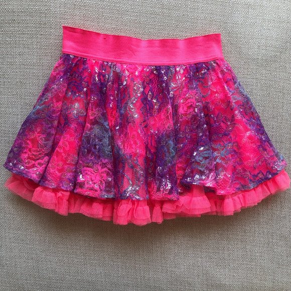 Justice Hot Pink Shimmery Tutu Skirt Skort Size 10 - Picture 5 of 8